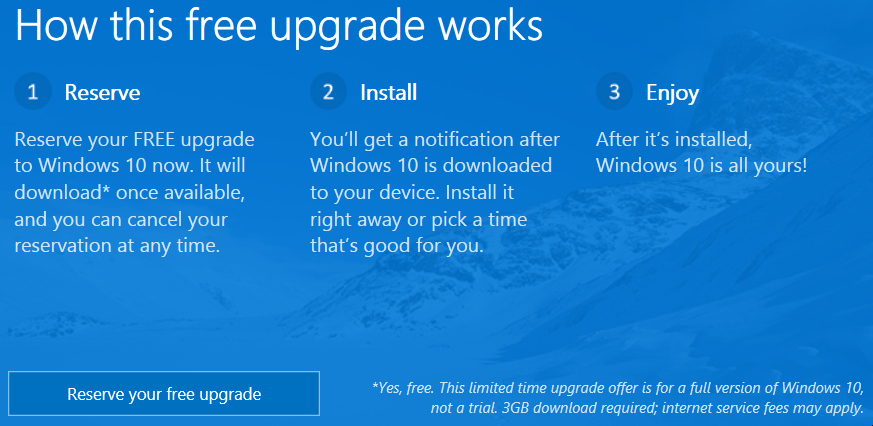 Windows 10 upgrade screen | UViON